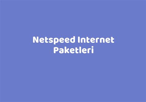 netspeed internet paketleri